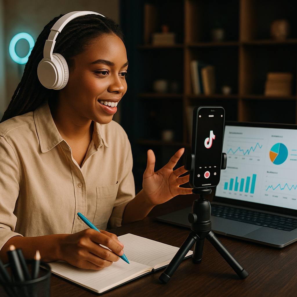 Créateur analysant les sons TikTok UK tendance et les performances pour une stratégie croissance tiktok