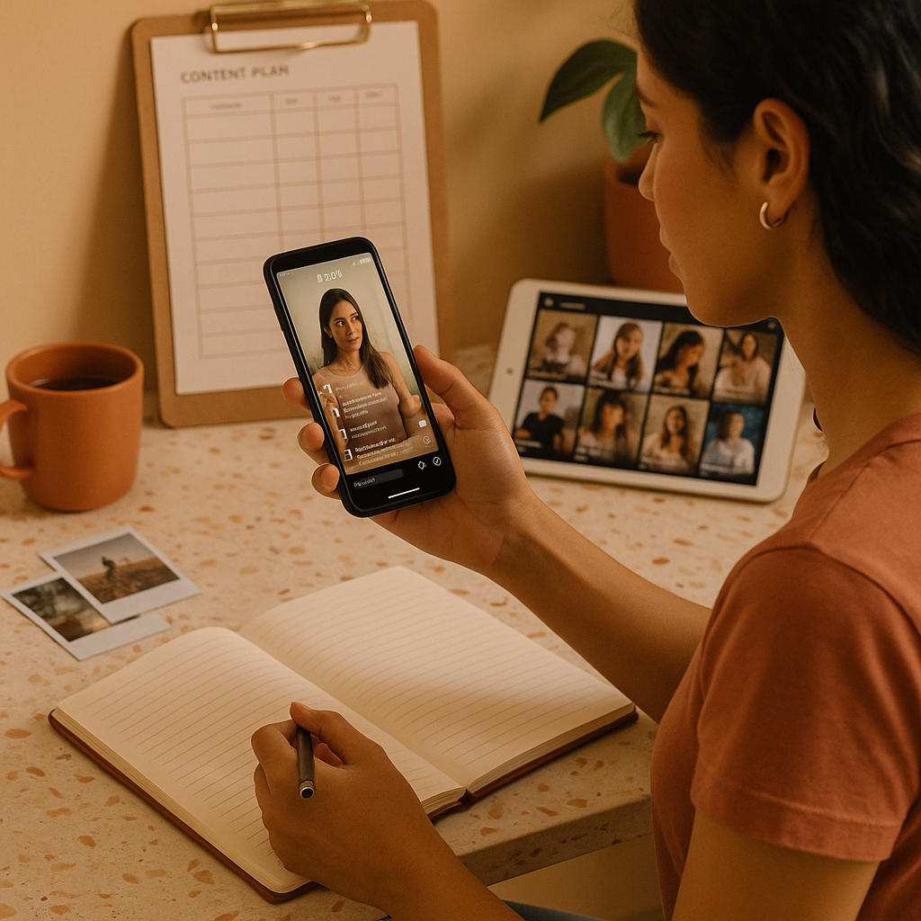 Interface de conversa de live chat no Threads mostrada em um celular para profissionais de marketing de redes sociais