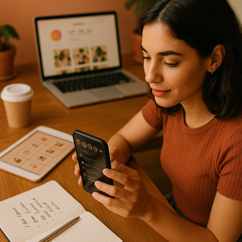 Interface do app Threads mostrando um recurso de Live Chats com métricas de engajamento de criadores