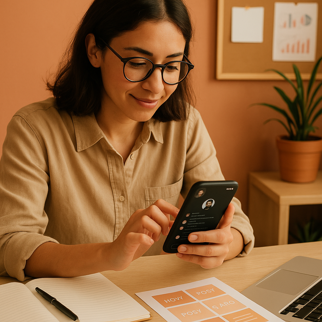 Threads live chat-interface op een smartphone, gericht op socialmediemarketeers