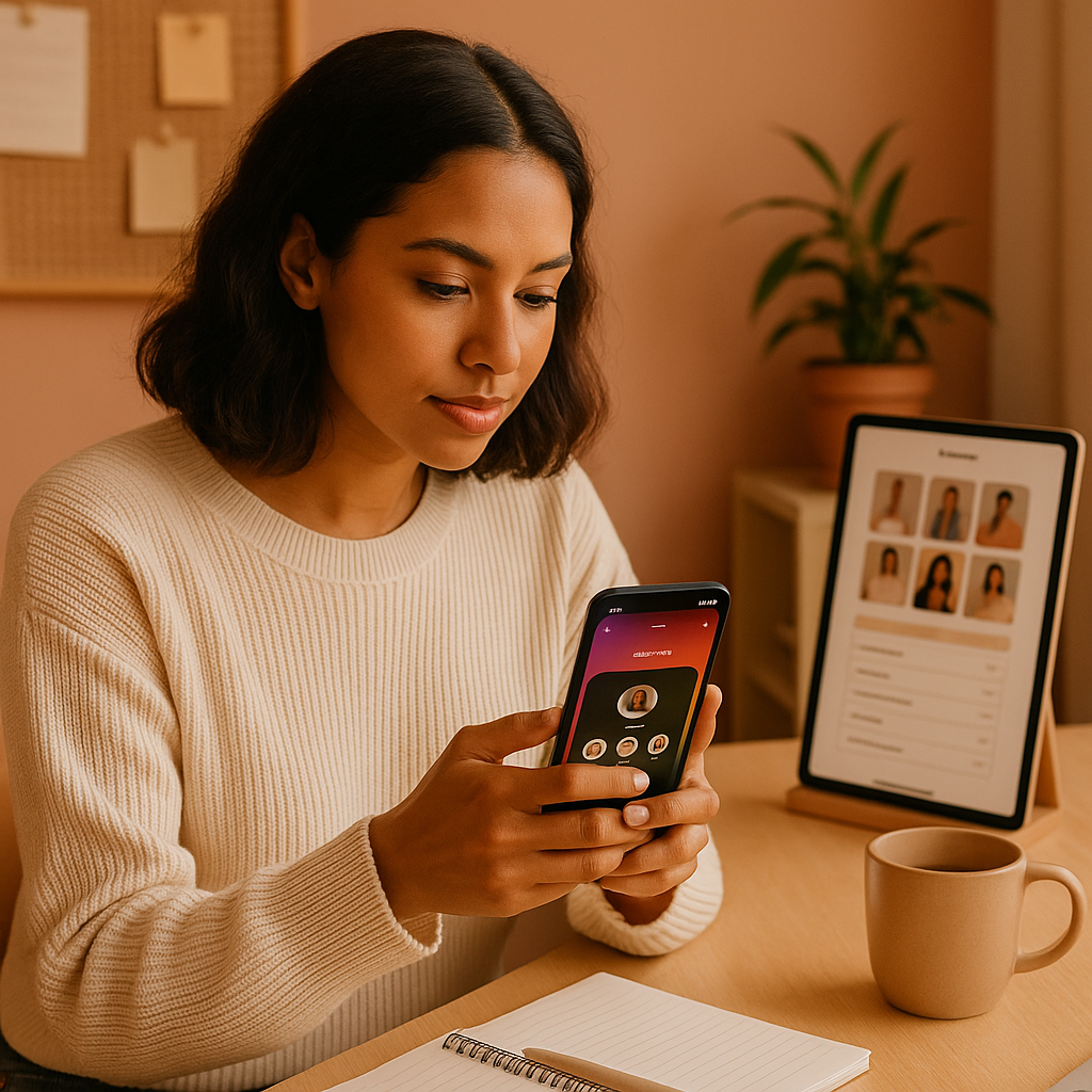 Threads app interface showing a live chat feature with creator engagement metrics