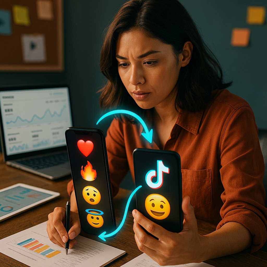 TikTok-maker gebruikt emoji-codes in captions en reacties om engagement en zichtbaarheid in 2026 te verbeteren