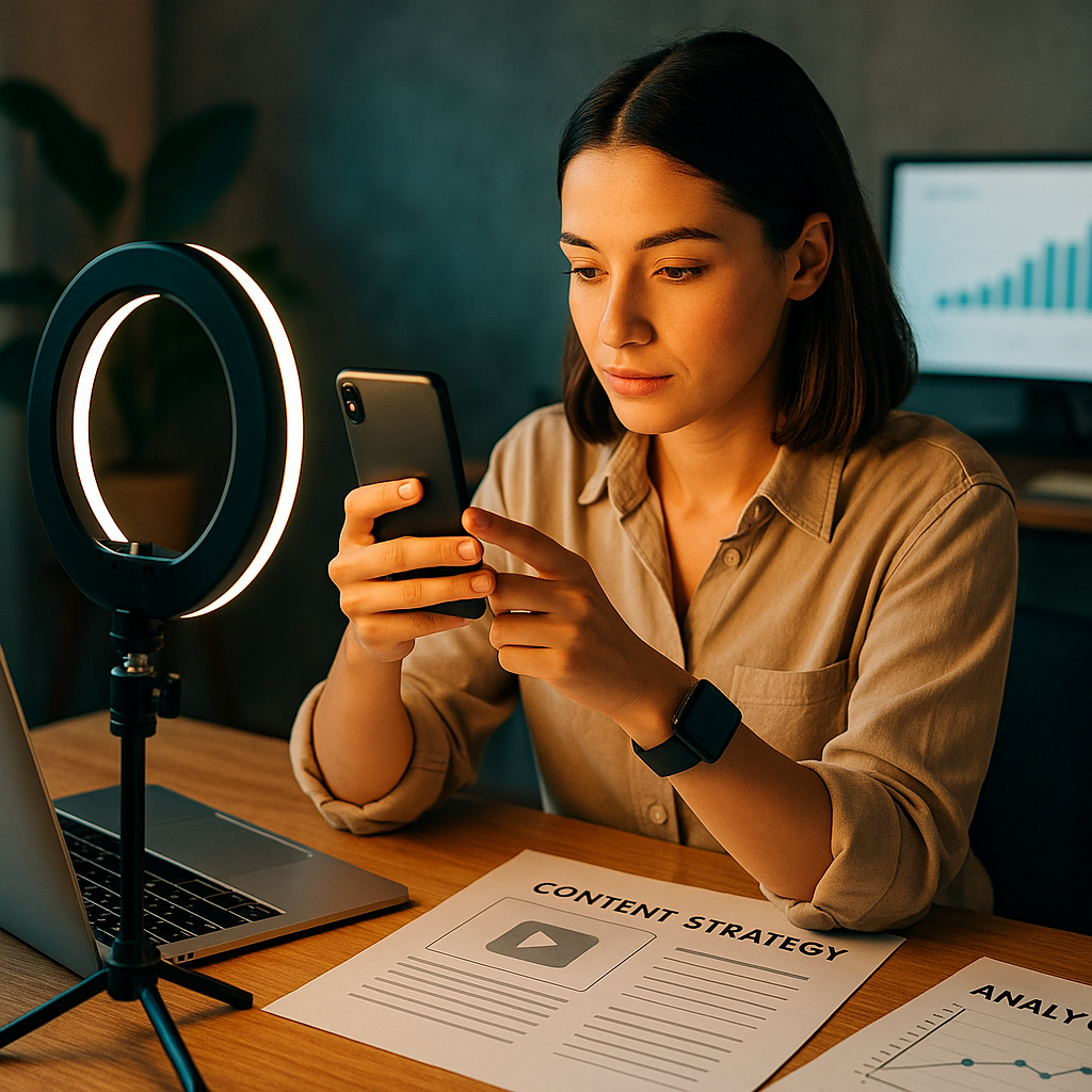Creator reviewing a 2026 TikTok news timeline and growth metrics on a laptop screen