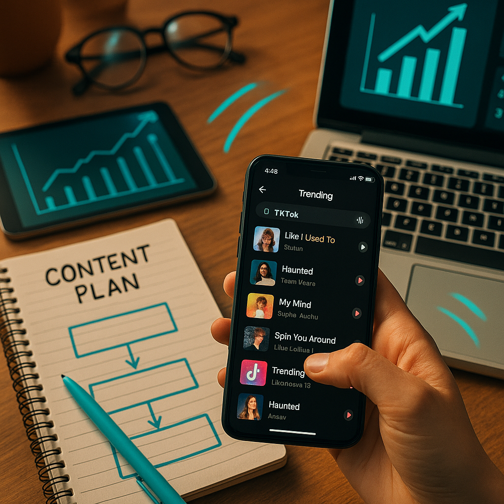 Australian TikTok trend chart and music waveforms representing trending songs of the week