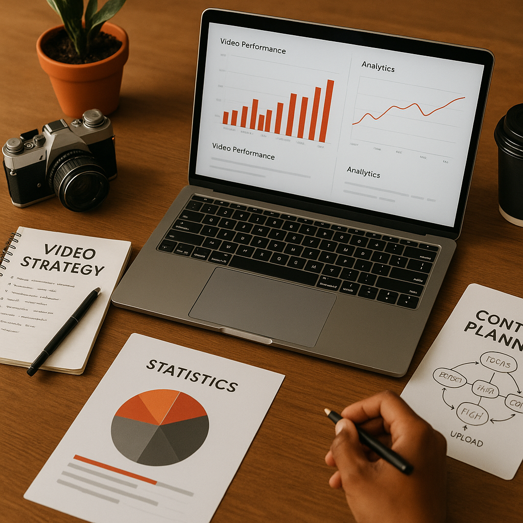 YouTube-Creator-Analytics und Demand-Gen-Kampagnen-Performance-Dashboard auf einem Laptop-Bildschirm