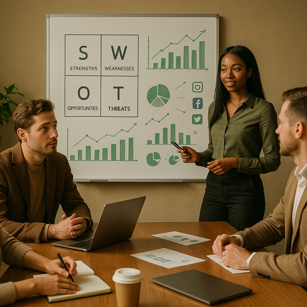 Personas analizando datos sociales en pantallas para mejorar la estrategia