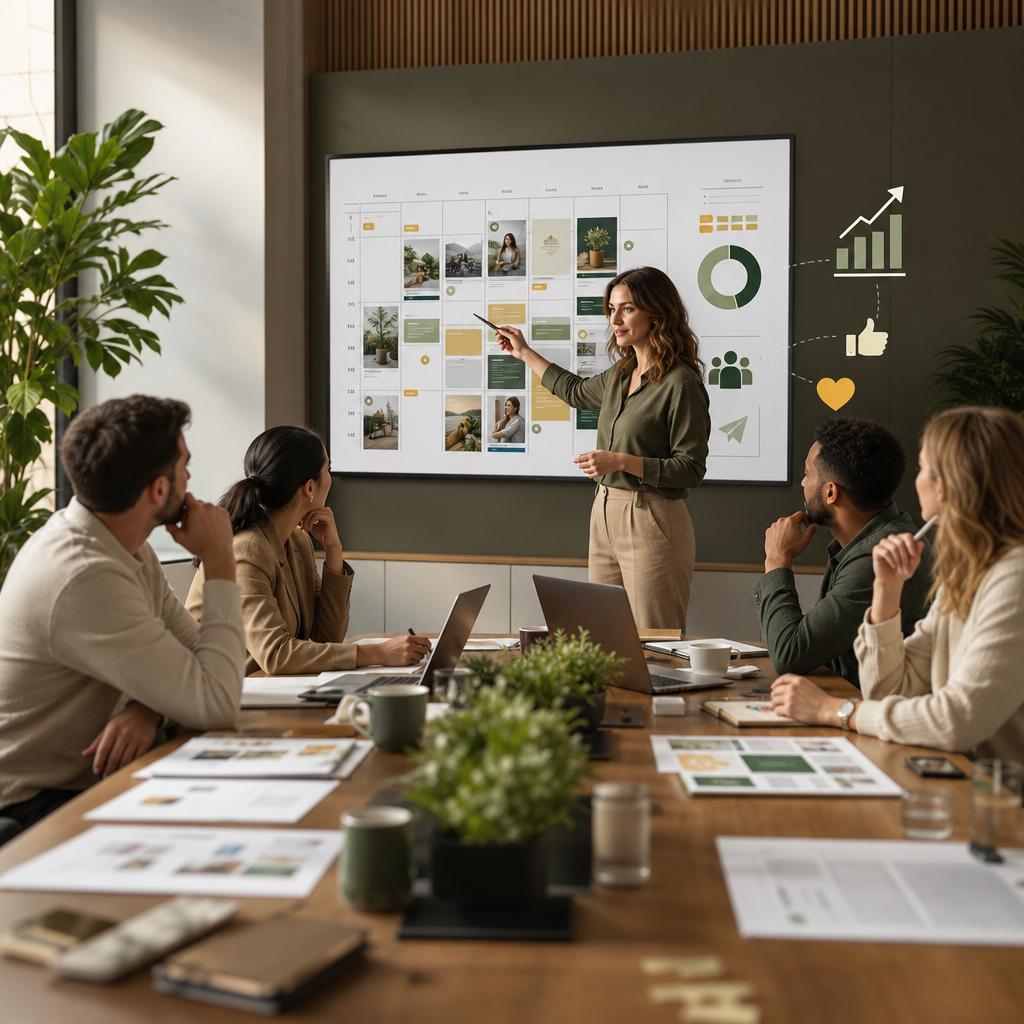 Dashboard voor contentkalenderplanning met geplande posts over meerdere sociale platformen