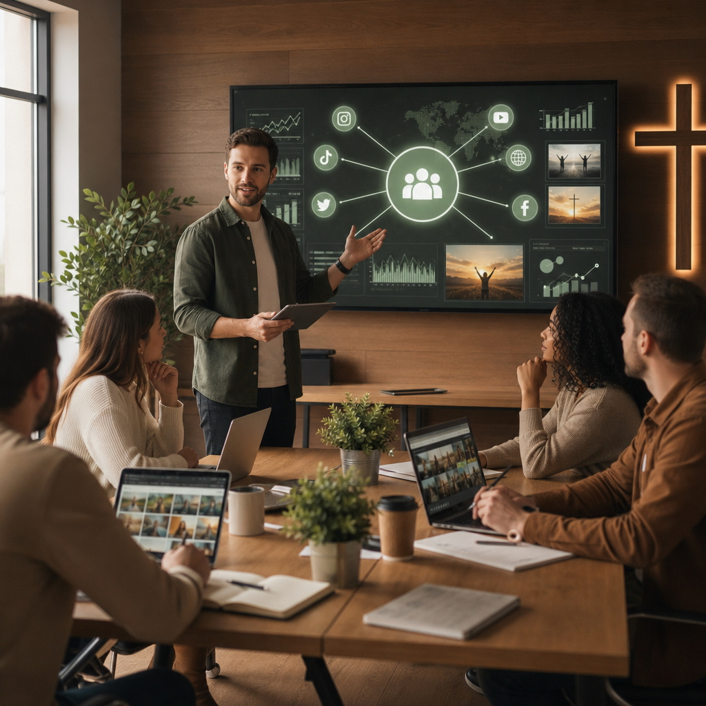 Creator workflow for AI-generated Bible videos and outsourced social content production