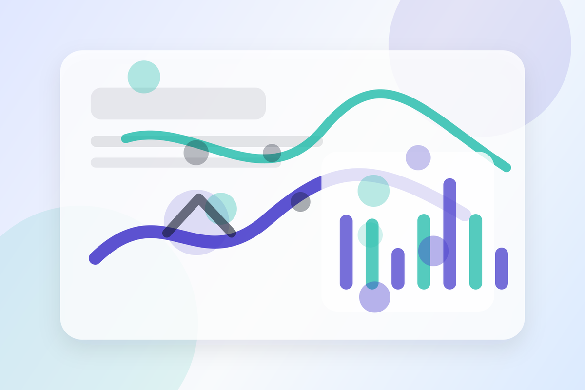 Illustrazione astratta di strumenti AI, collegamenti della supply chain e icone social connesse a una dashboard KPI
