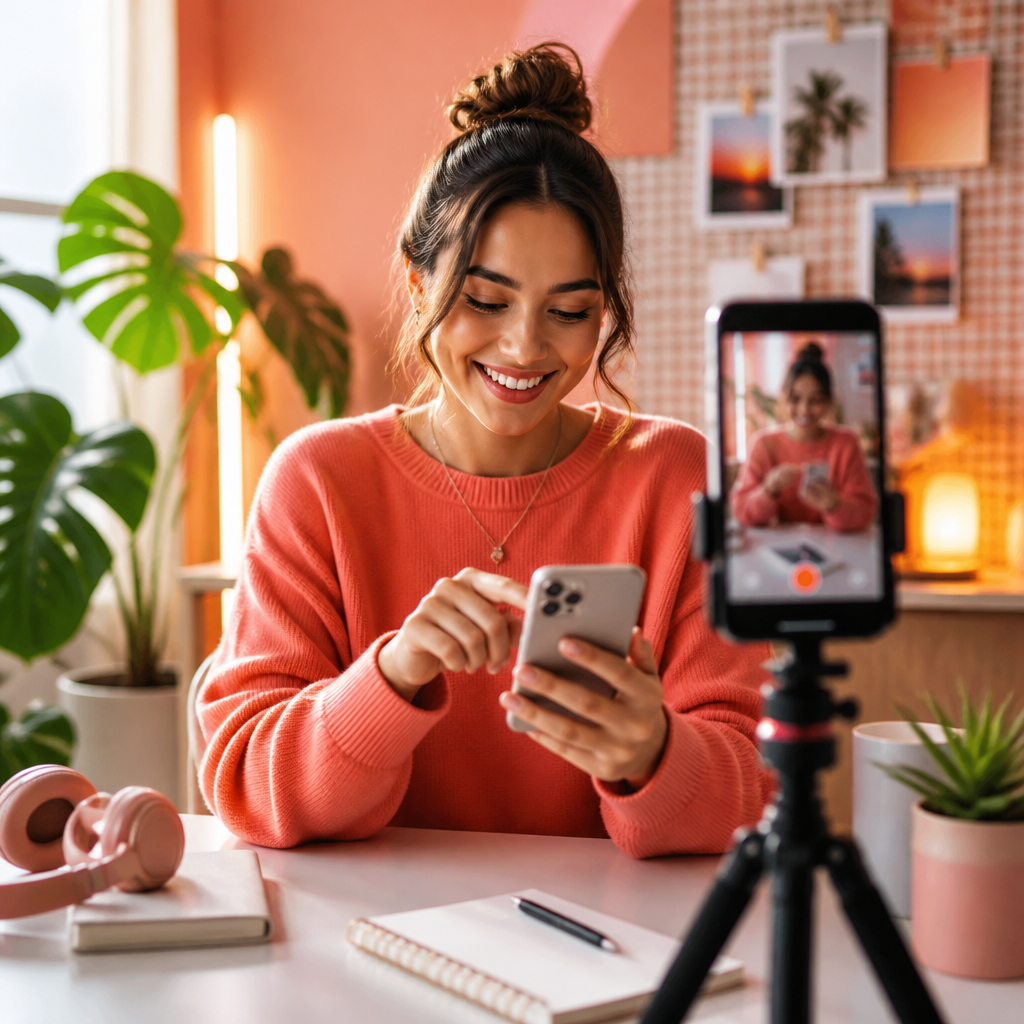 Persona editando un Reel de Instagram en un teléfono con la forma de onda de música visible