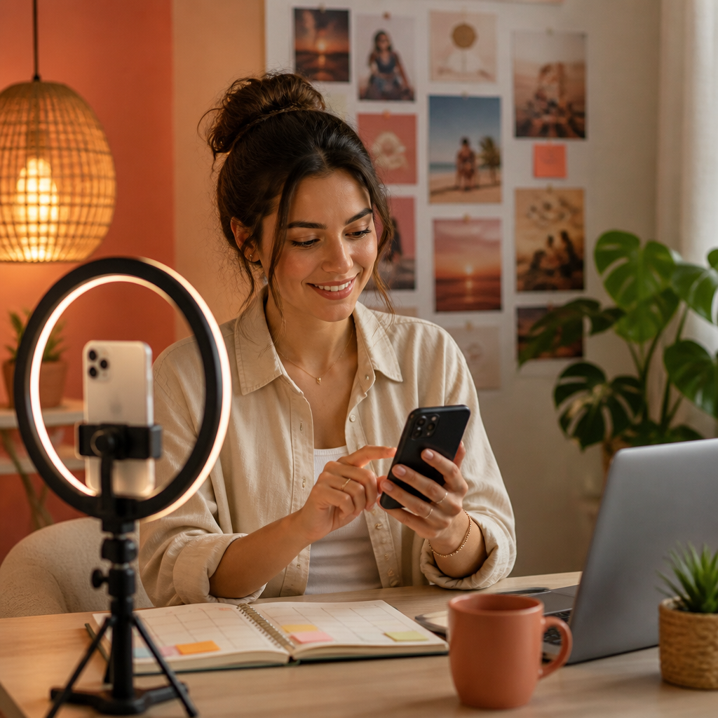 Persona programando Reels de Instagram en un portátil con el panel de Metricool visible