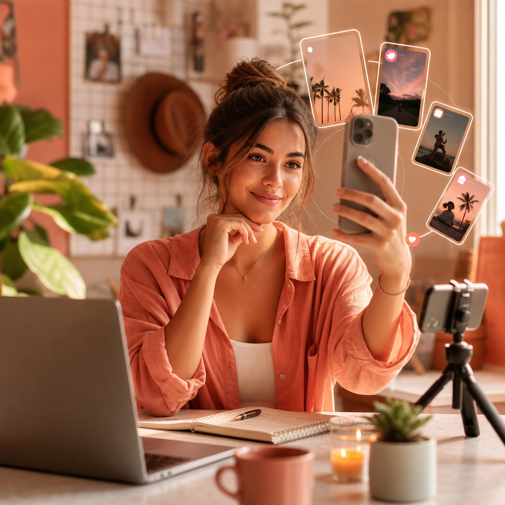 Akıllı telefonda kaybolan Instants fotoğraflar konseptini gösteren Instagram arayüzü