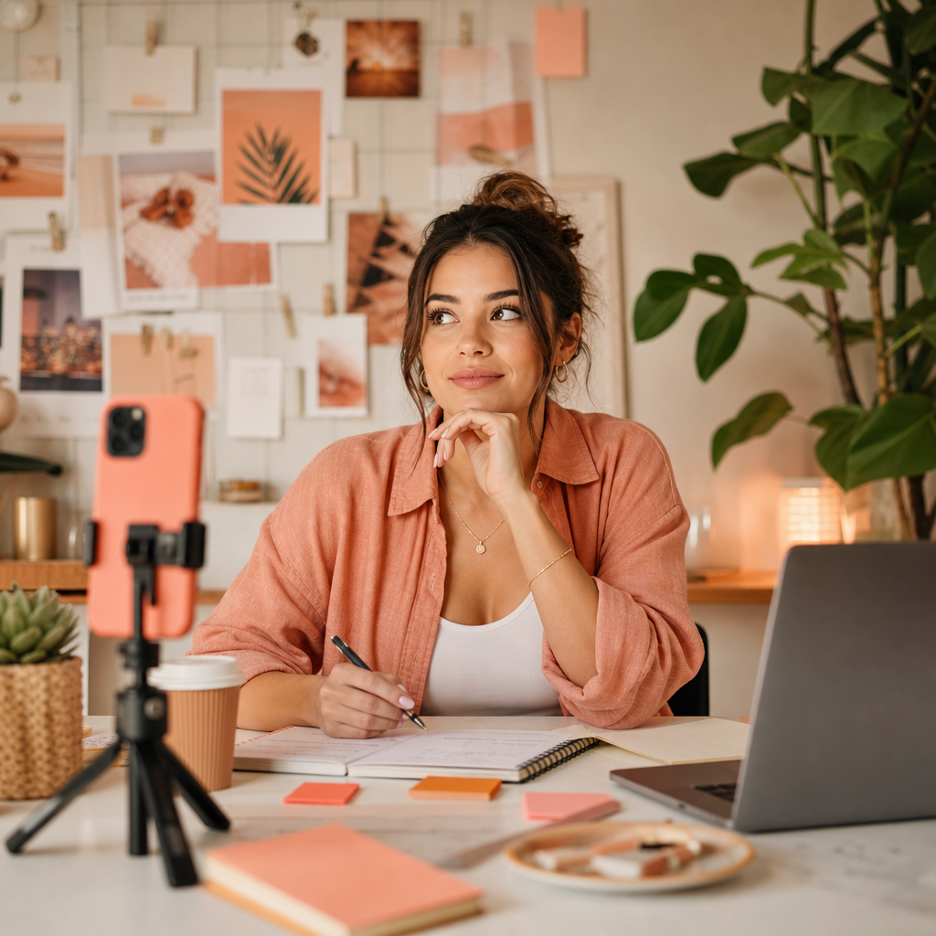 Instagram growth strategy concept with analytics and creator content planning on a laptop screen
