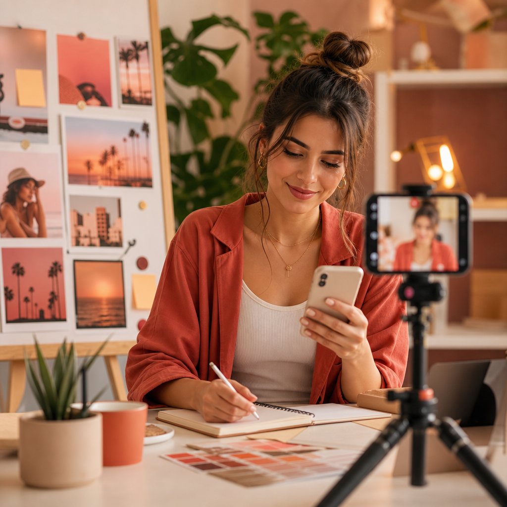 Laptop ekranında analitikler ve içerik planlama ile Instagram büyüme stratejisi konsepti