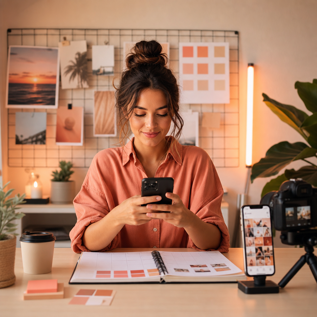 Instagram groeistrategie met analytics en contentplanning voor creators op een laptopscherm