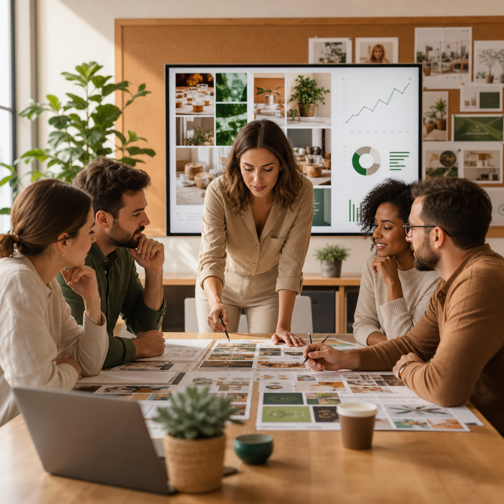 Pinterest marketing dashboard and content pins for a small business strategy in 2026