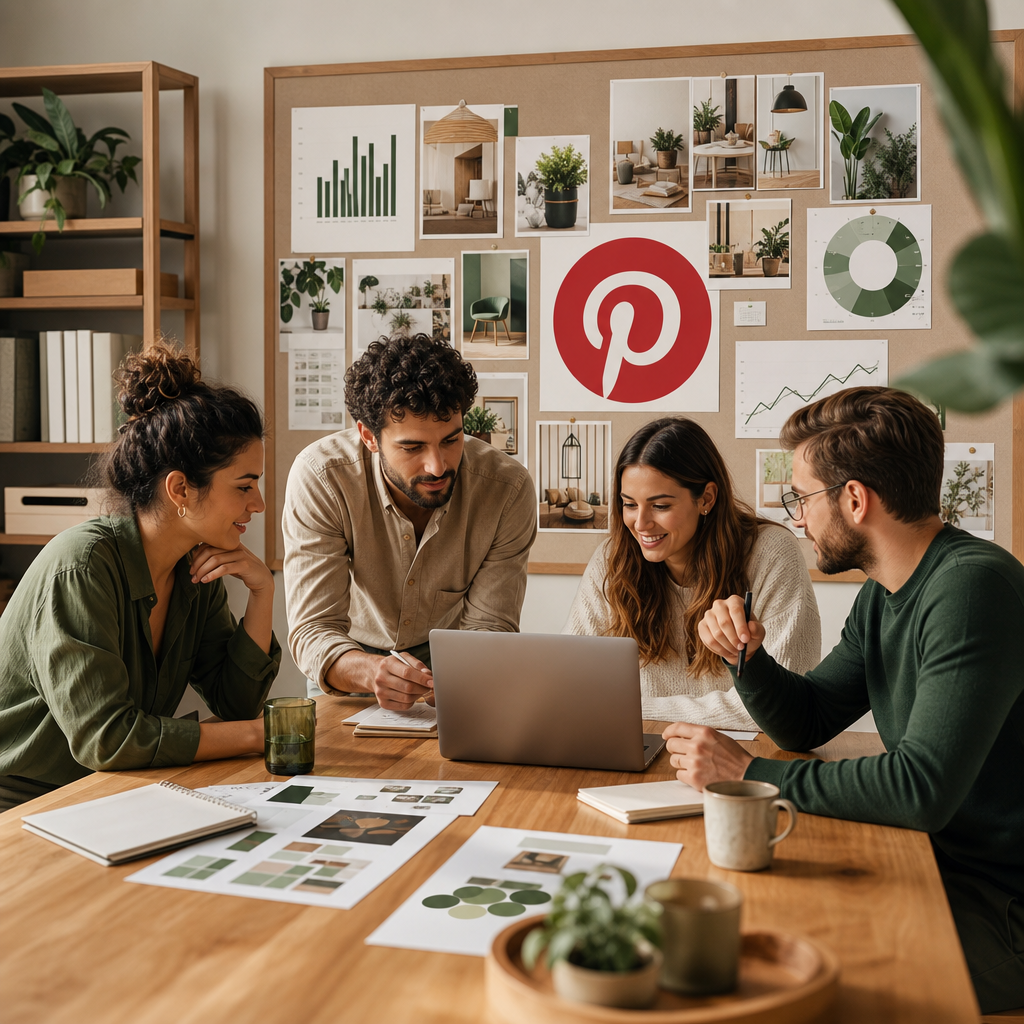 Dashboard di marketing Pinterest e pin di contenuto per una strategia di piccola impresa nel 2026