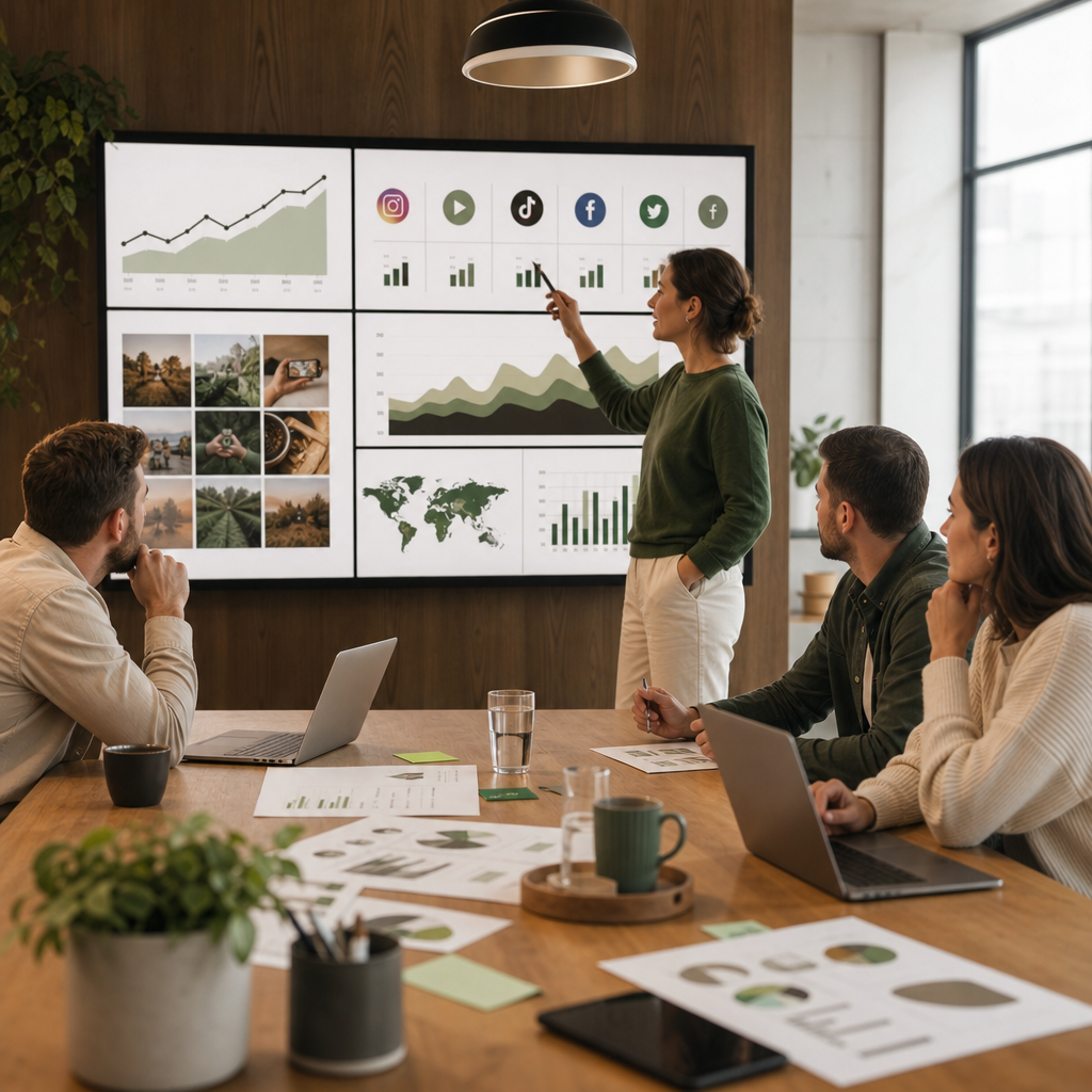 Ein modernes Social-Media-Dashboard mit Diagrammen, KPIs und Reporting-Widgets