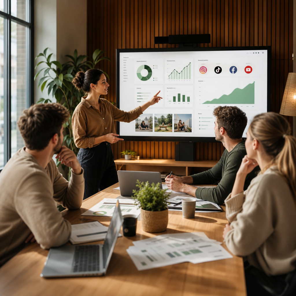 Dashboard met social media KPI’s over meerdere platforms in 2026