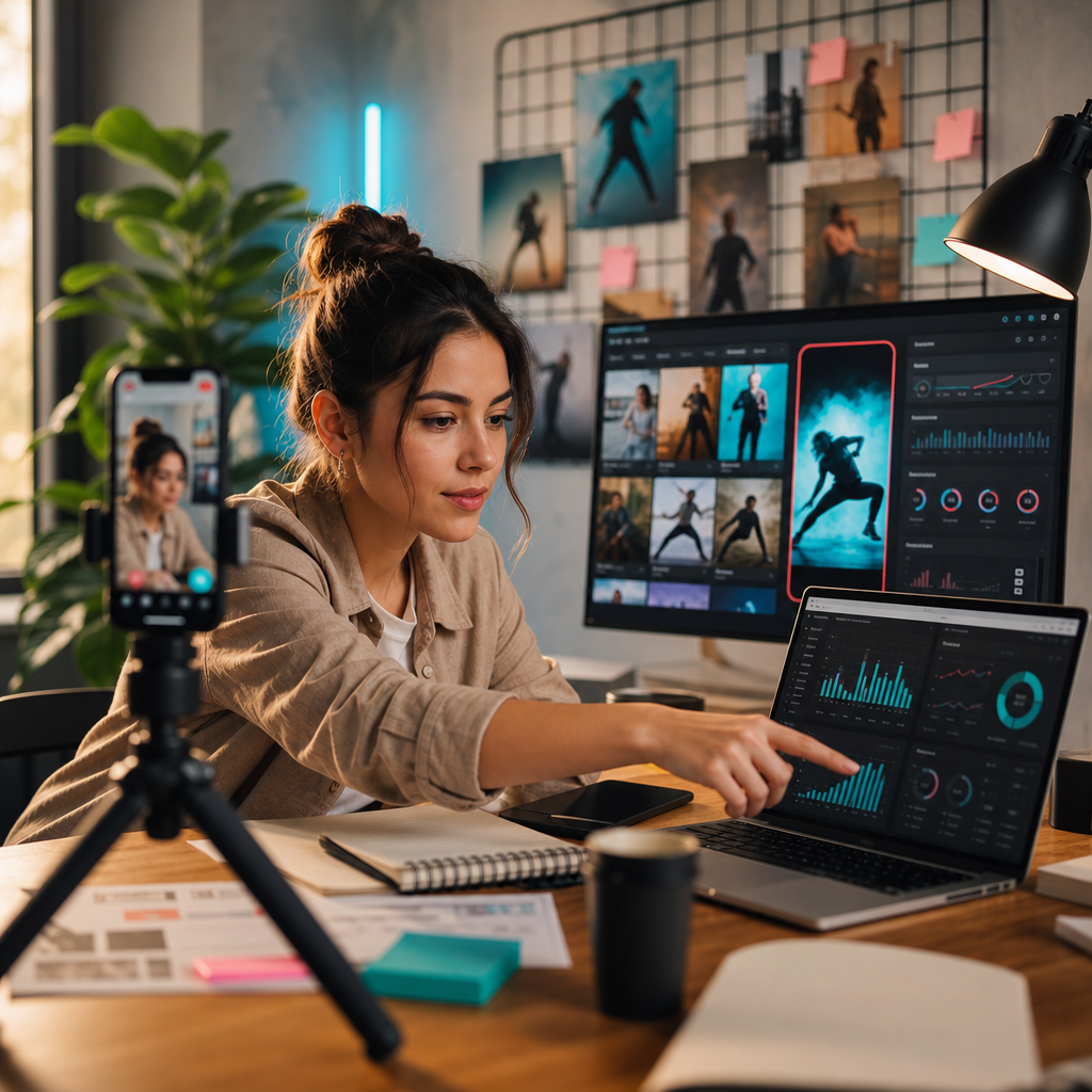 Concepto de interfaz de TikTok Campus Hub para chats y feeds universitarios