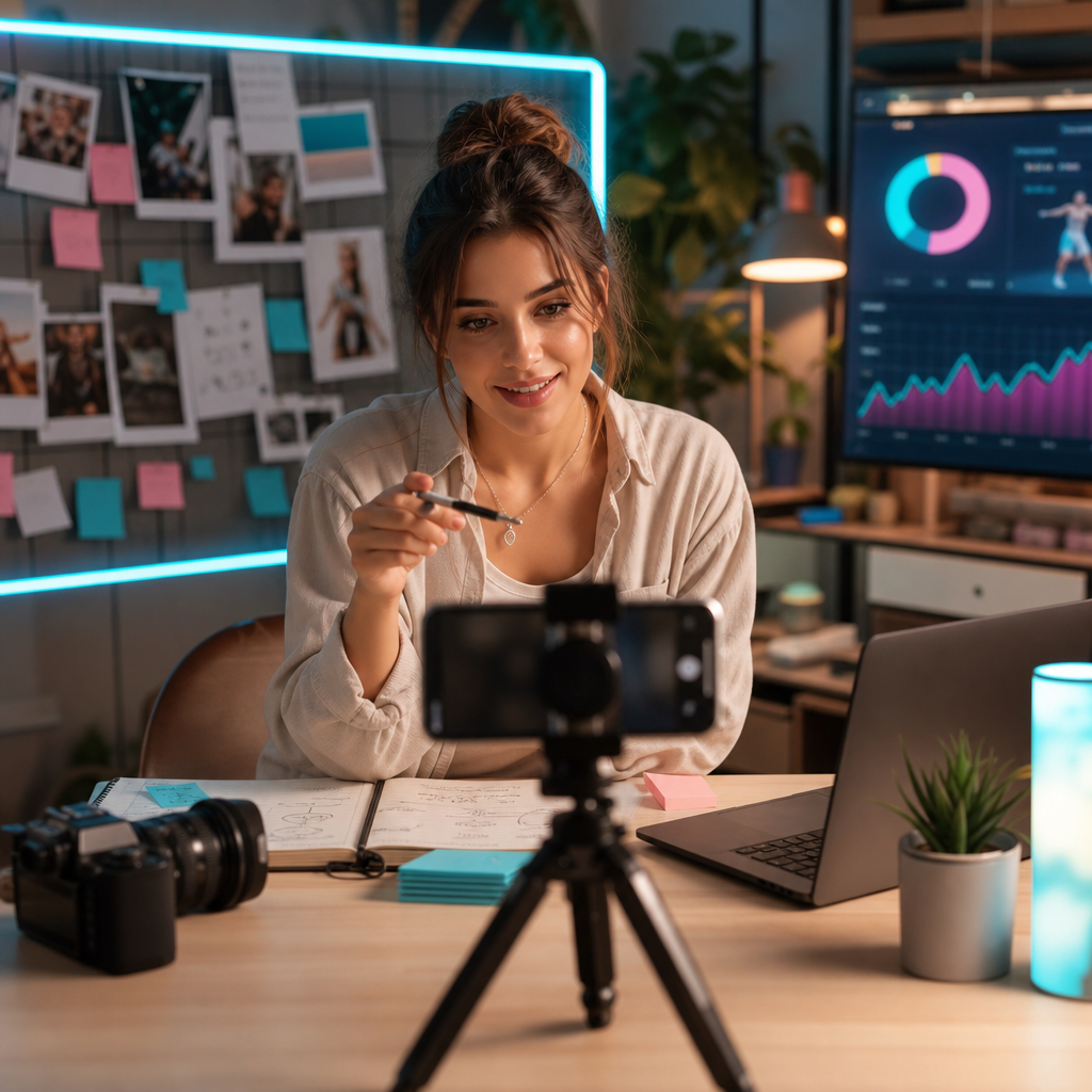 A creator analyzing TikTok performance data and content formats for a 2026 growth strategy