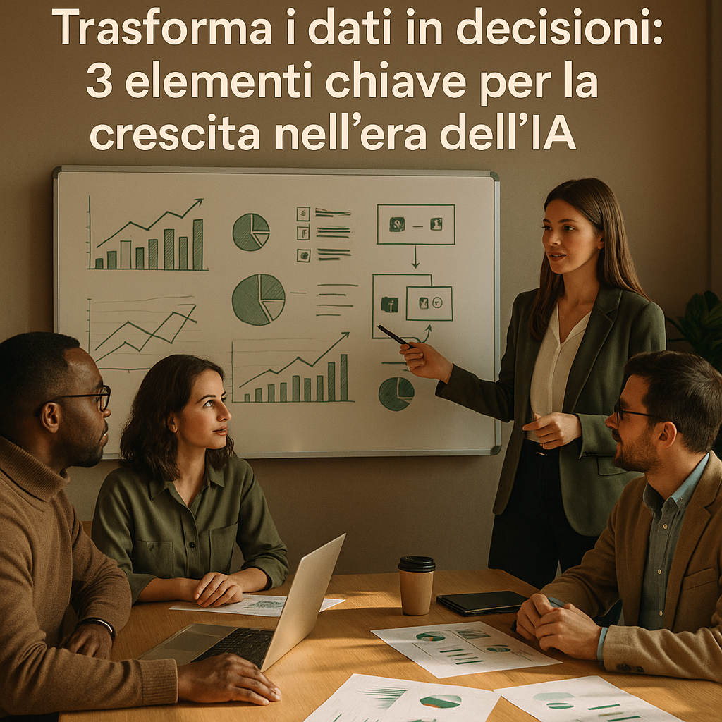 Rappresentazione visiva astratta di decisioni guidate dall’IA per la crescita