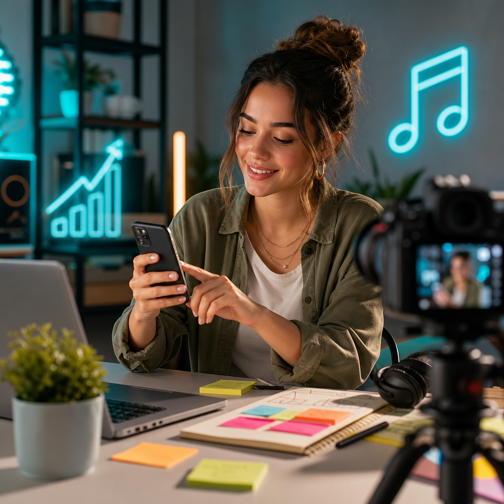 Creator using trending UK TikTok songs to improve reach and engagement on TikTok