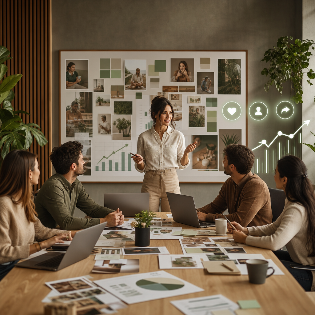 Team che valuta idee di user-generated content per una strategia social media marketing nel 2026