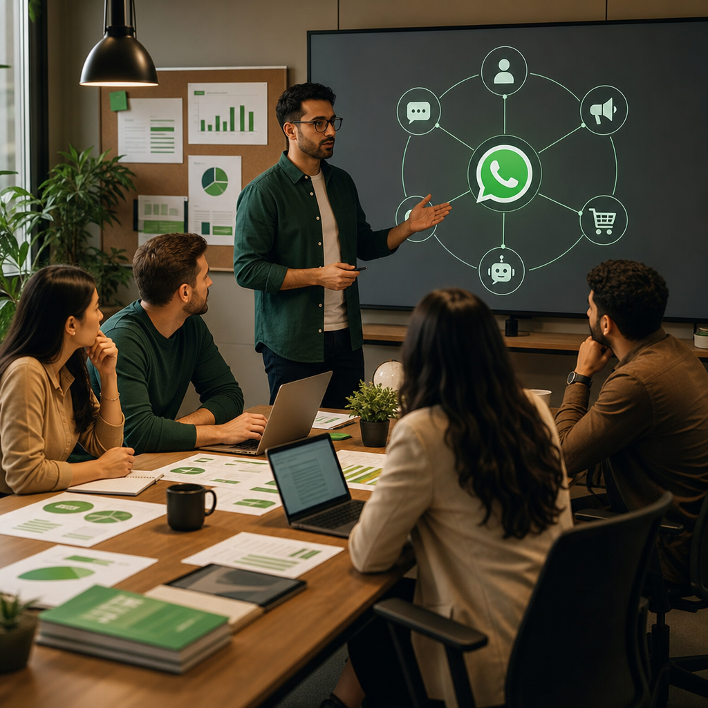 WhatsApp marketing strategy planning for 2026 on a mobile phone and laptop