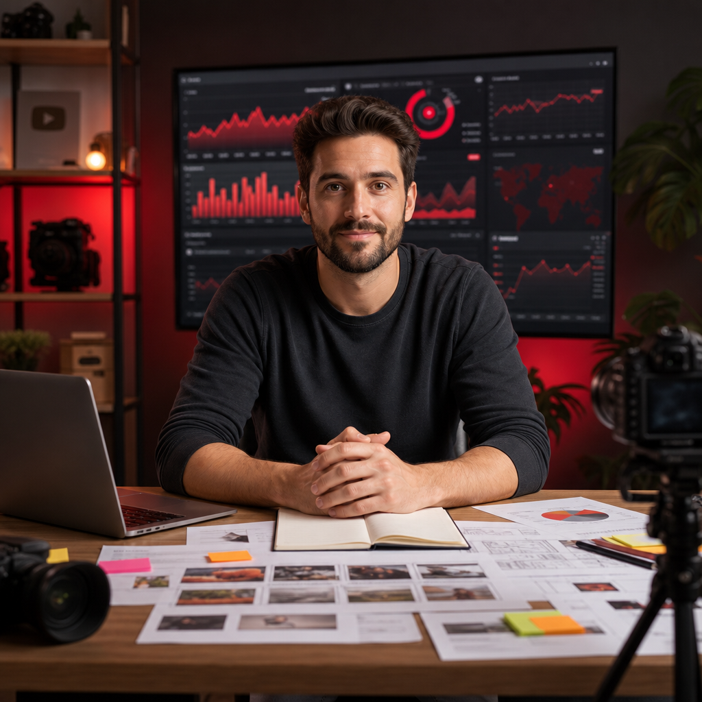 Interfaccia dell’app YouTube con concetto di rilevamento deepfake AI e visual di sicurezza per i creator