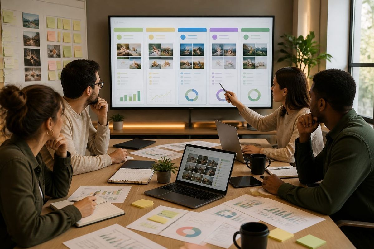 Dashboard view comparing social media management platforms and content calendar