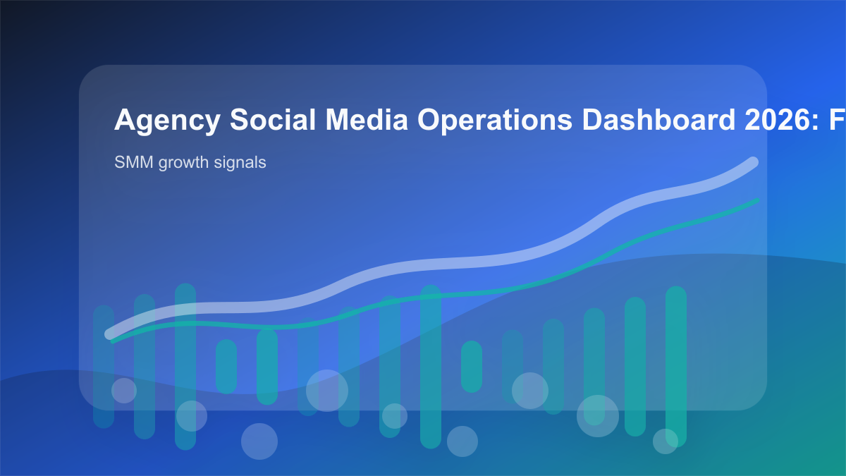 Agency Social Media Operations Dashboard 2026: Fulfillment, SLA, cover showing smm growth signals, content workflow, and performance checks