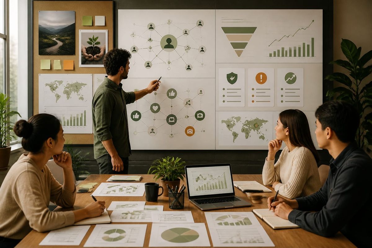 brand reputation checklist steps AI search briefing workspace with query map, ads dashboard, and source checklist