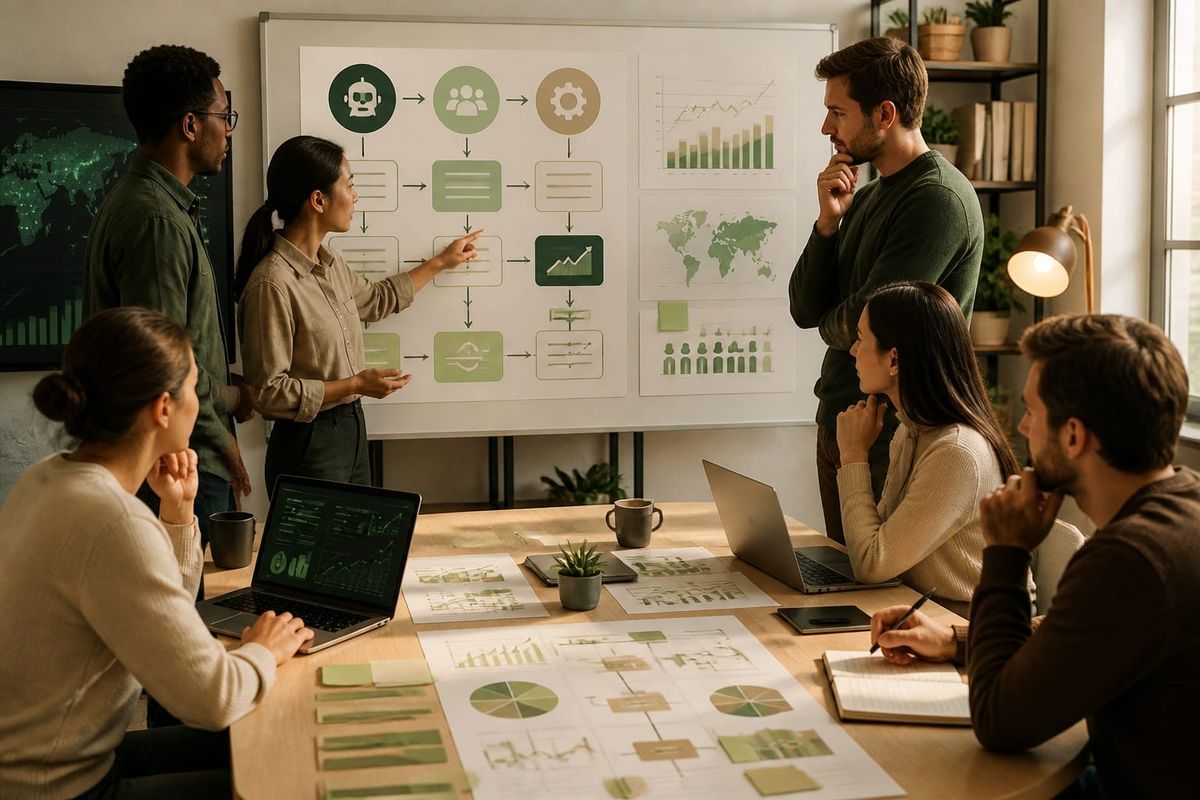 automation agent workflow checklist teams AI search briefing workspace with query map, ads dashboard, and source checklist