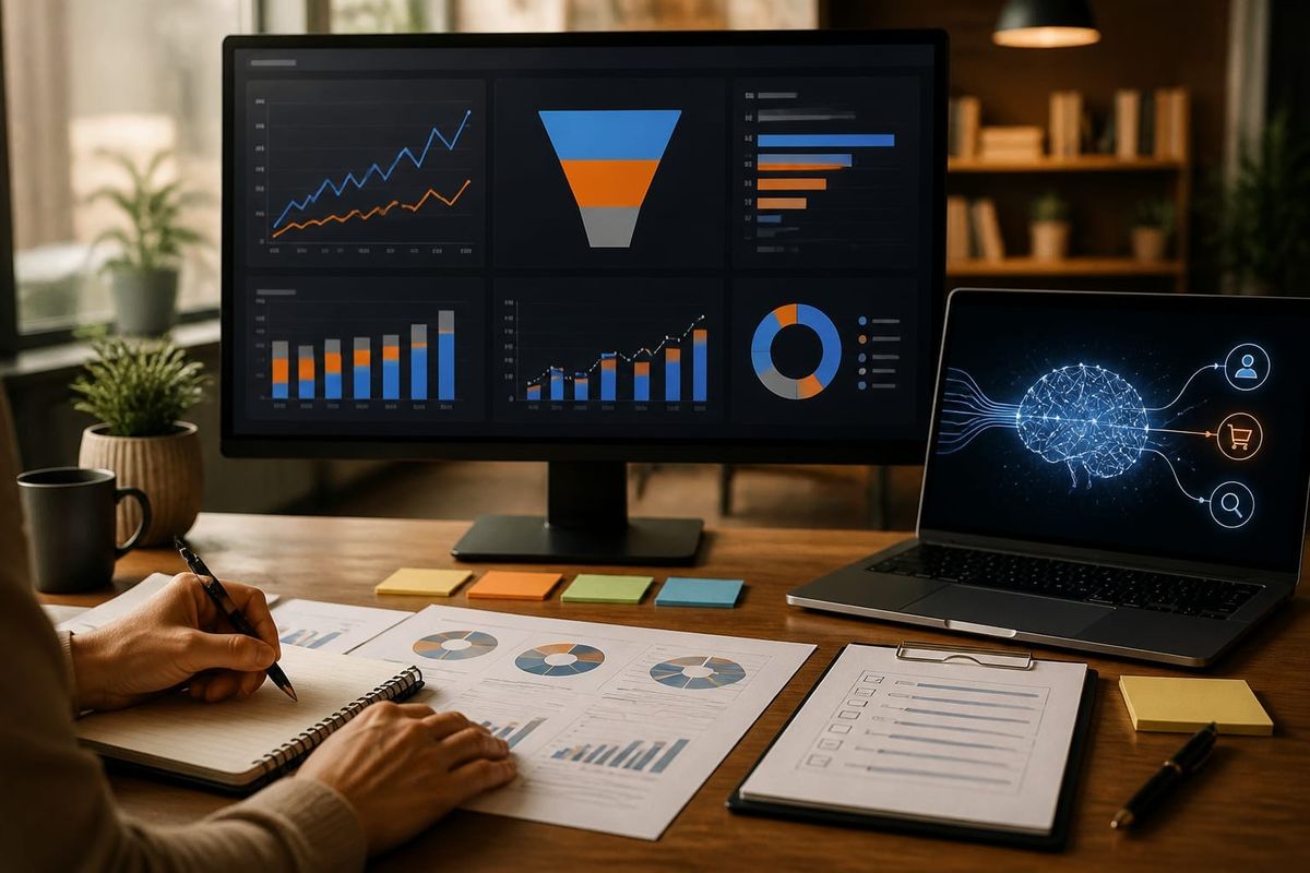 Dashboard showing PPC conversions, incrementality charts, and AI attribution overlays