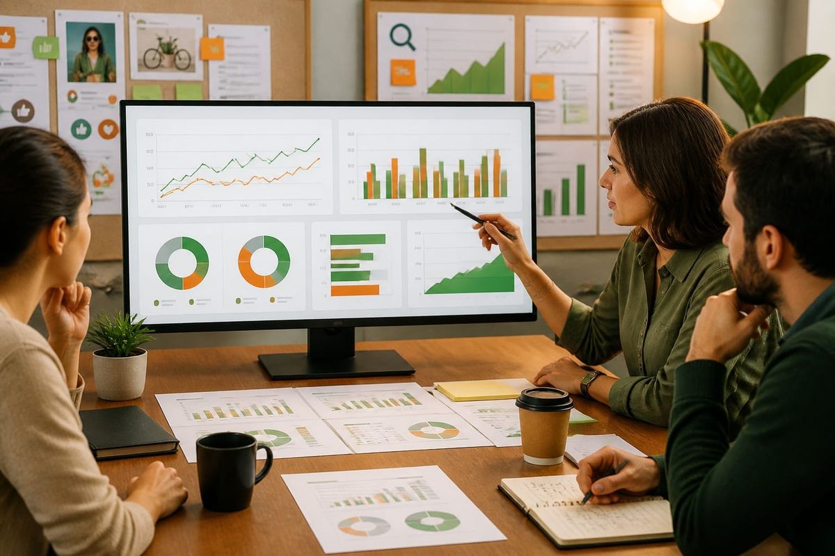 Dashboard showing paid social and paid search performance comparison charts