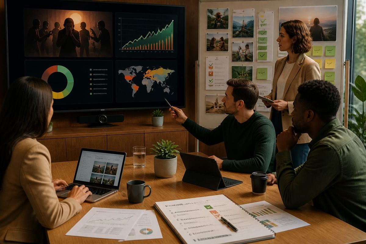 meta harassment risks creator workspace with metrics dashboard, planning checklist, and campaign board