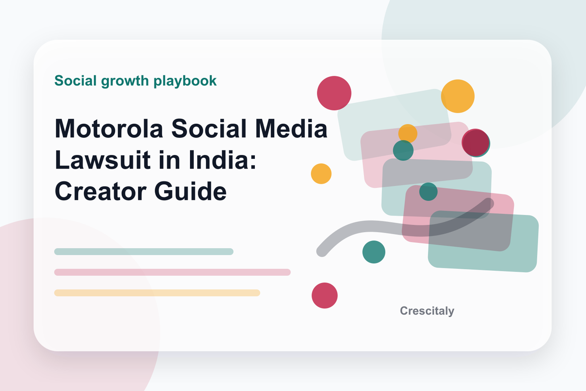 Creator risk dashboard for the Motorola social media lawsuit in India showing platform liability, review evidence, brand safety checks, and speech concerns.