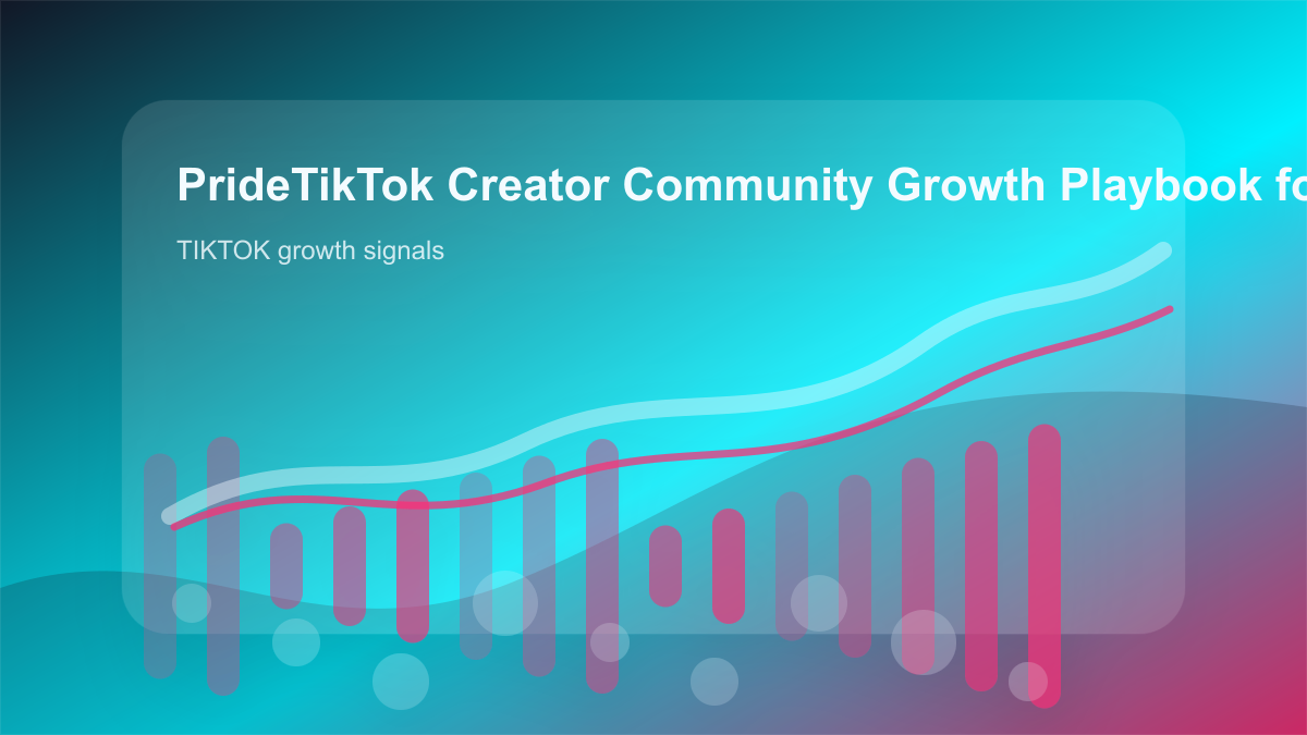 PrideTikTok Creator Community Growth Playbook for Brands in 2026 cover showing tiktok growth signals, content workflow, and performance checks