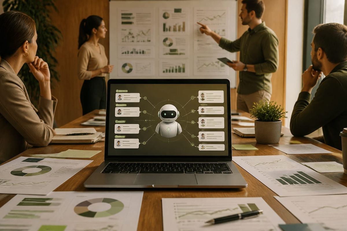 uzyc agenta kampanii cold outreach AI search briefing workspace with query map, ads dashboard, and source checklist