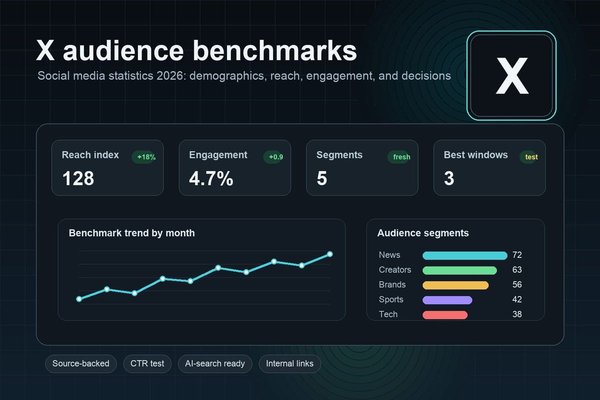 Dashboard showing X (Twitter) audience metrics and growth trends for 2026