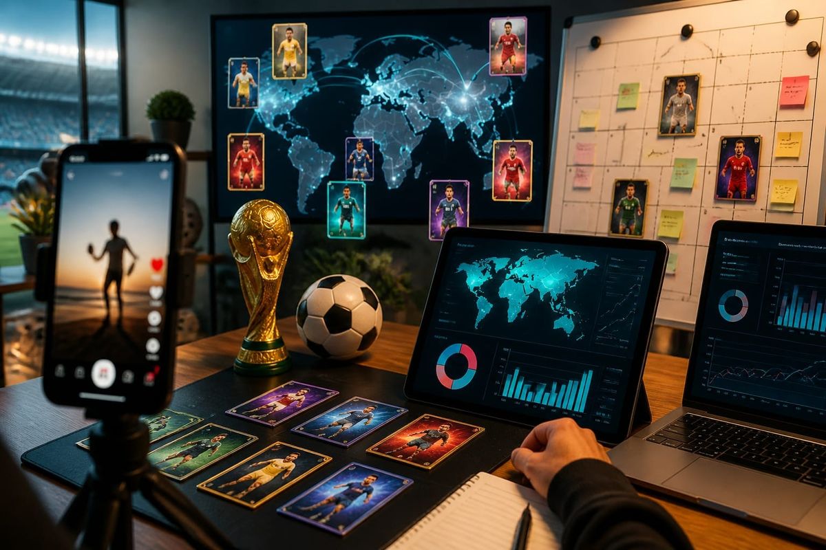 tiktok digital trading cards world audience reach dashboard with post calendar and distribution planning board