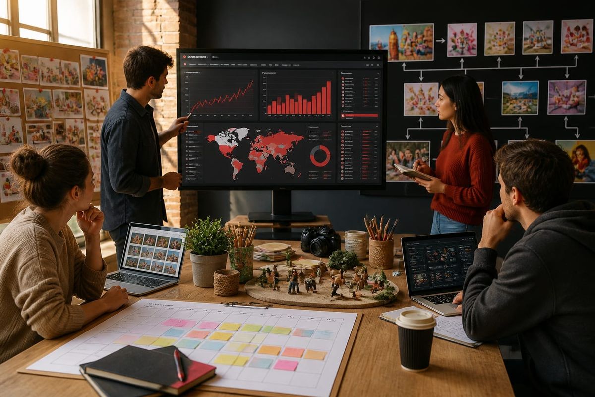 strategia crescita youtube come thesoul video planning desk with performance dashboard and creator workflow board
