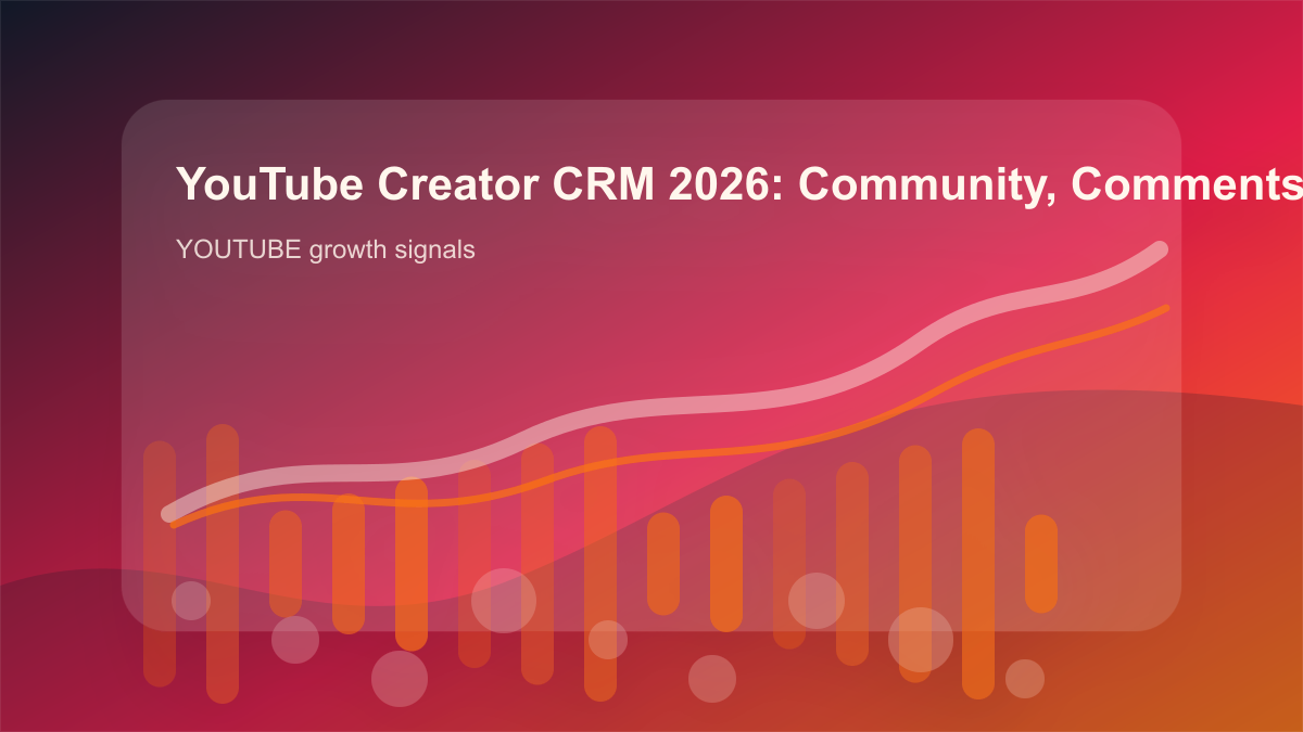 YouTube Creator CRM 2026: Community, Comments, and Sponsor Pipel cover showing youtube growth signals, content workflow, and performance checks