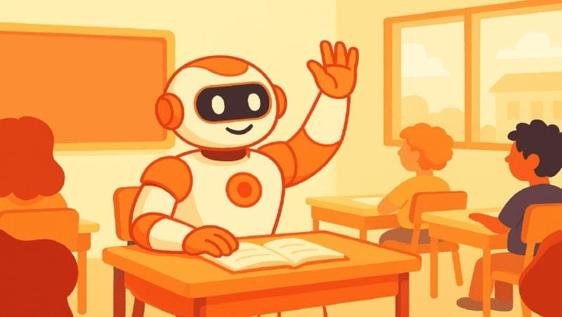 AI marketing apprenticeship classroom with junior social media team, mentor, campaign dashboard, and skills checklist