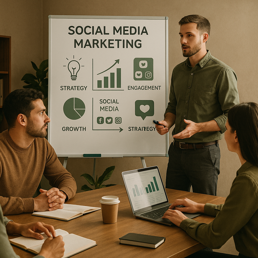Employees sharing company content on social media, illustrating employee advocacy and amplified reach