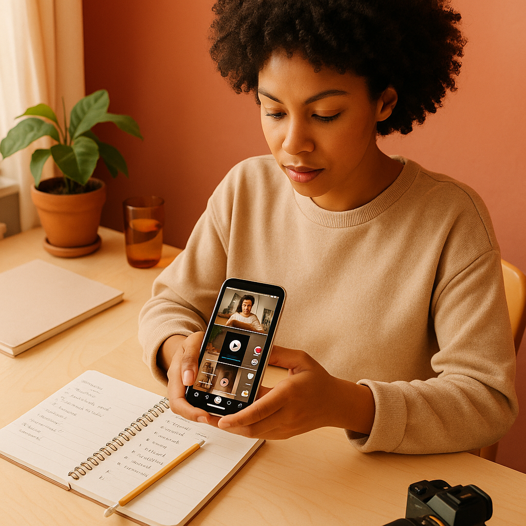 A smartphone displaying the Instagram app, with a subtle overlay representing safety and protection, symbolizing responsible growth.