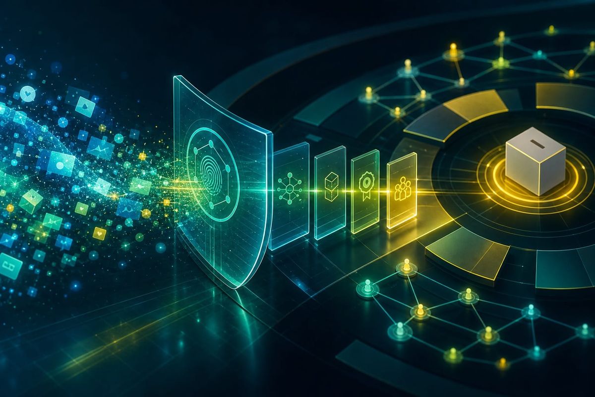 Dashboard em notebook sobre Eleições 2026 no Instagram, TikTok e X, com checklist de IA, cards do TSE, creators e agências