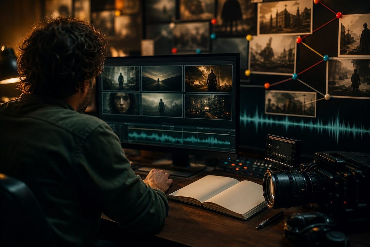 World AI Film Festival 2026 con Production Journal, video creator, modelli AI, diritti e revisioni su una bacheca.