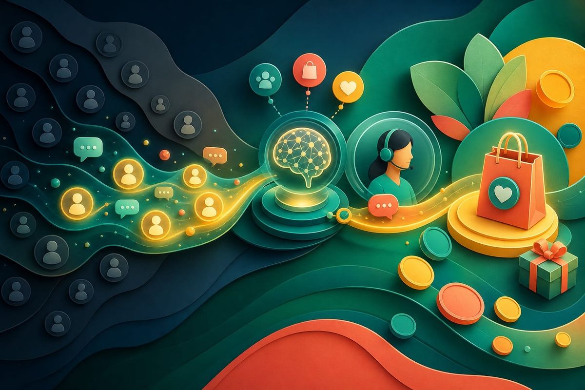 Dashboard em notebook do case Tok&Stok 3,4x com chat, cards de reativação de clientes e workflow de IA em 2026